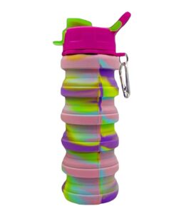 BPA- Free Silicone Water Bottle 500ml Adjustable to 225ml - Pink