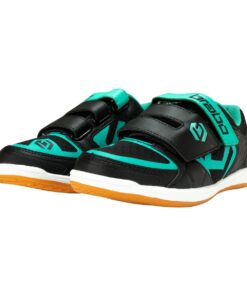 Brabo - Hook and Loop Indoor Hockey Boots - Black and Turquoise - UK 7