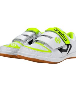 Brabo - Hook and Loop Junior Indoor Hockey Boots - White and Yellow - UK 1