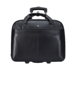 Brando - 17" Leather Laptop Trolley Bag, Black