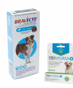 Bravecto Chew Tick & Flea Tablet Large (20-40kg) & Triworm Dewormer (40kg)