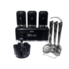 Bread Bin And Canister Set, 6 Pieces Serving Spoons & 6 Pieces Spice Bottles Set - Black