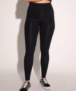 Breeth Comfortable Cotton Womens Travel Leggings Extra Long Length - Black - UK 16