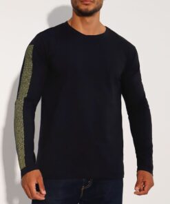 Breeth Mens Black Comfortable Cotton Long Sleeve Travel T-Shirt With Print - 2XL