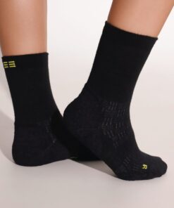 Breeth Moisture Wicking Cushioned Coolmax Travel 3/4 Crew Socks - Black - M