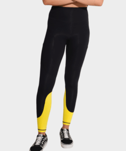 Breeth Premium Cotton Leggings Extra Long Leg Length Black & Yellow - UK 6