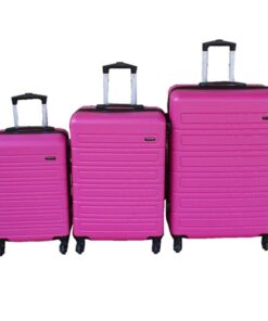 Bright Pink ABS 3-Piece Luggage Set with Spinner Wheels& Telescoping Handle