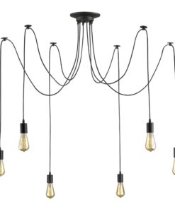 Bright Star Lighting 6 Arm Black Spider Cord Pendant