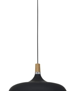 Bright Star Lighting - Metal and Wood Pendant - Black