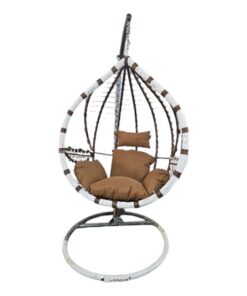Brown and White Outdoor/Indoor Double Swing Outdoor Hanging Chair