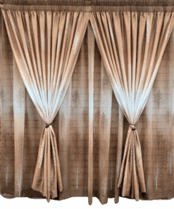 Brown And White Theme Curtain & Lace (Width 500cm Width 240cm)