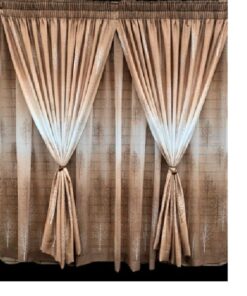 Brown And White Theme Curtain & Lace (Width 500cm Width 245cm)