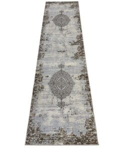Brown Beige Floral Turkish Runner carpet - 300 x 80 cm