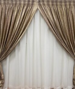 Brown, Gold Light-Filtering Striped Living Room Taped W600cm x H 240cm