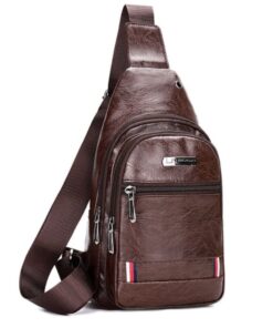 Brown PU Leather Unisex Cross-body Shoulder Bag