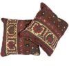 Brown, Red Wool Rustic Tribal Kilim Scatter Cushion - Set of 2