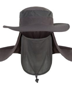 Bucket Hat Fishing Outdoor Sun Hat UPF50+ Mesh Wide Brim with FaceNeck Flap - Dark Gray