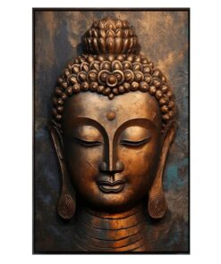Buddha Black, Brown Cotton Canvas cm Religious Wall Art