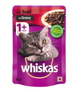 Bulk Pack 48 x Whiskas Cat Food Pouch 85G Beef In Gravy