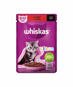 Bulk Pack 48 x Whiskas Wet Kitten Food Beef in Gravy 85g Pouch