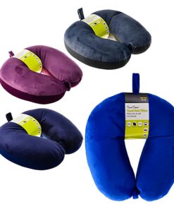 Bulk Pack x 4 Travel Neck-Pillow With Fastener (Foam Filled)