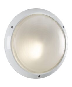 Bulkhead - Round Large Plain - White - 1xE27 - 4 Pack