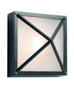 Bulkhead - Square Small Grid - Silver Grey - E27 - 3 Pack