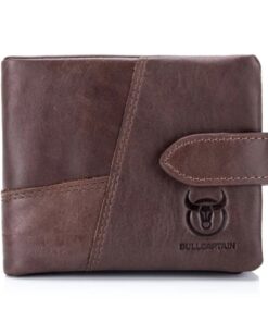 Bullcaptain Angus Genuine Leather Slim Bifold RFID Blocking Men's Wallet - Coffee Brown
