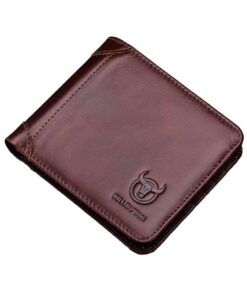 Bullcaptain Genuine Leather Bi-Fold Wallet for Men - Brown