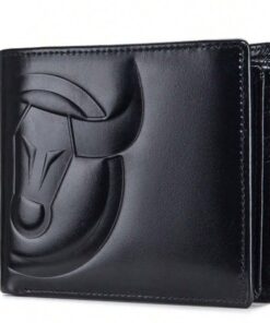 Bullcaptain Hawkeye RFID Blocking Men's Bifold Genuine Leather Wallet - Black