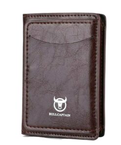 Bullcaptain Maverick Pop-Up RFID Blocking Men's Leather Wallet Coffee Brown
