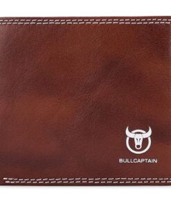 Bullcaptain Scout RFID Blocking Men's Bifold Genuine Leather Wallet - Brown