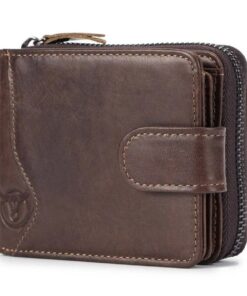 Bullcaptain Wrangler RFID Block Men's Bifold Genuine Leather Wallet - Brown