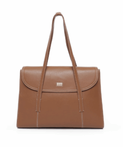 Busby Jessica Leather 15" Laptop Work Tote with Flap Closure - Tan