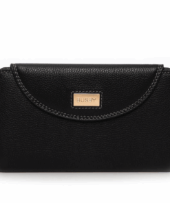 Busby Jessica Leather Smart Phone Wallet with 12 Card Slots - Black