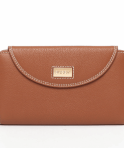 Busby Jessica Leather Smart Phone Wallet with 12 Card Slots - Tan