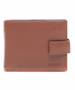 Busby Thatcher Leather Tab Billfold Wallet Coin Pocket & Back Inside Zip - Brown