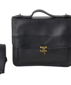 Business Clasp Satchel Laptop Bag - Black