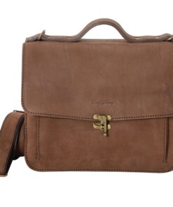 Business Clasp Satchel Laptop Bag - Choc Brown