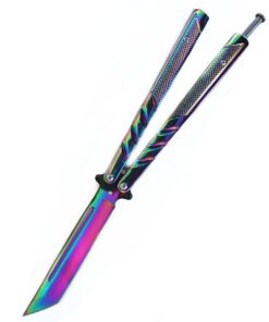 Butterfly Knife Iridescent Premium Smooth Flip Fan Knife - Large 24.5cm