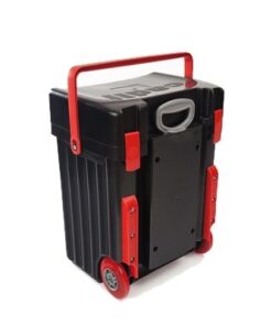 Cadii School Bag - Black Lid & Body with Red Trimmings