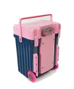Cadii School Bag - Pink Lid with Navy Body
