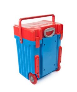 Cadii School Bag with Red Lid & Light Blue Body