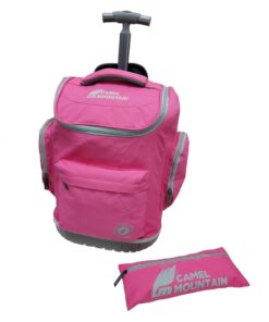 Camel Mountain School Trolley Bag with Extendable Handles and 6 Compartment - pink