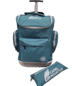 Camel Mountain School Trolley Bag with Extendable Handles and 6 Compartment - turquoise
