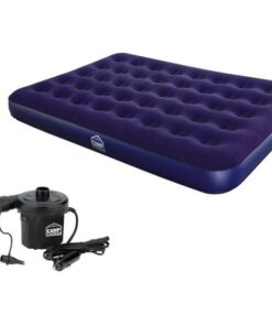 Camp Master Flocked Double Airbed Mattress + 12 V Car Powered Air Pump