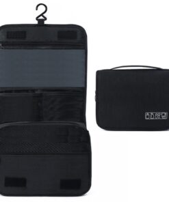 Camping 2-In-One Portable Hanging Packing Luggage Travel Organiser 41x23cm - Black