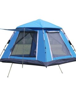 Camping 6 Person Spacious Tent With Porch, Stable and Lightweight Tents - Blue