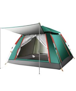 Camping 6 Person Spacious Tent With Porch, Stable and Lightweight Tents - Dark Green