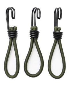 Camping Bungee Double Hook Attachment - Set of 3 - Green